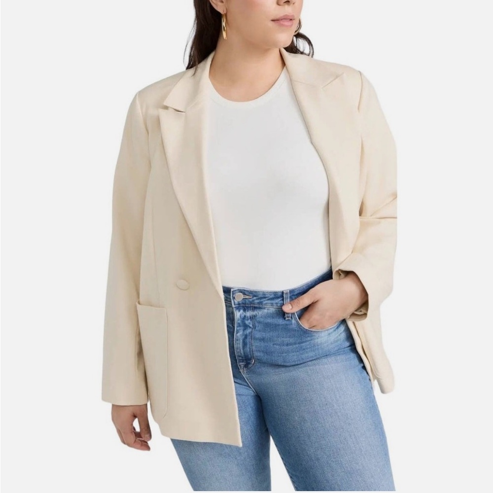 Good American Woven Blazer 2.0 in off white plus size 4X 24W brand new with tags